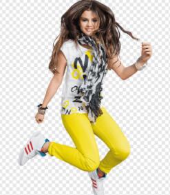 Selena in yellow yoga pants