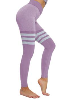 purple striped yoga pants