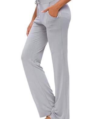 gray and white yoga pants with pocket