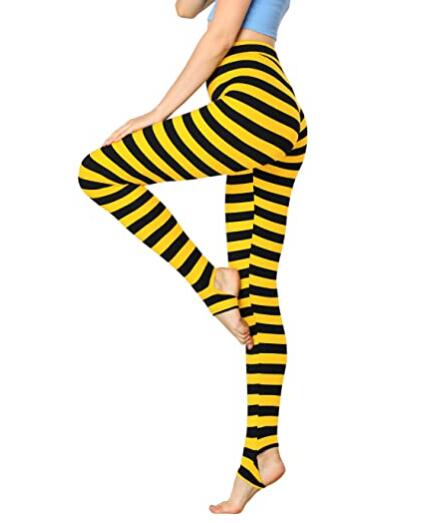 black and yellow stirrup yoga pants